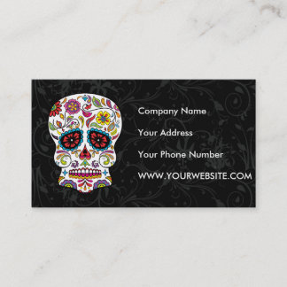 Carte De Visite Crâne mexicain de sucre de tatouage de fleurs