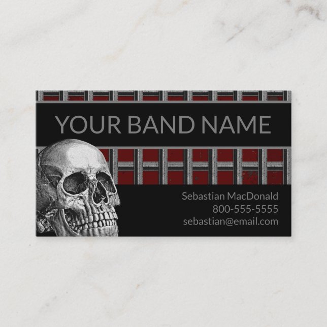 Carte de visite crâne Rock Band Metal Musician Mus (Devant)