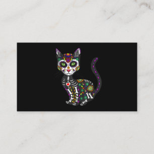 Carte De Visite Crâne sucre Chat mexicain Halloween Jour De La Mo