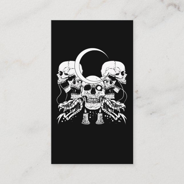Carte De Visite Crânes déplaisants Croissant Gothique Lune Serpent (Devant)