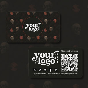 Carte De Visite Crânes gothiques & Ravens Dark Halloween QR Code