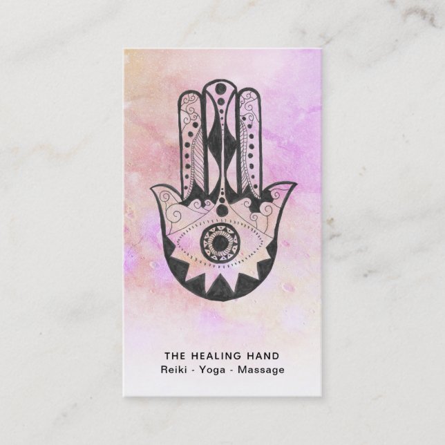 Carte De Visite *~* Cratère de Lune Hamsa Main de Fatima Yoga Peac (Devant)