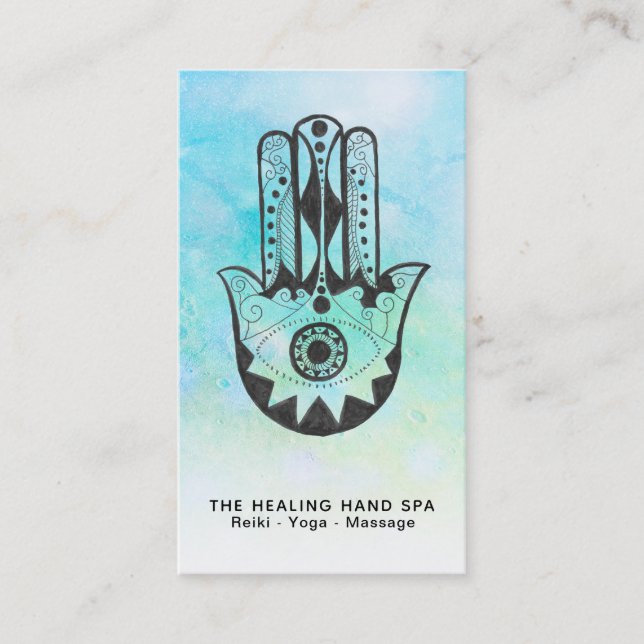 Carte De Visite *~* Cratères de Lune Yoga Hamsa Main de Fatima Yog (Devant)