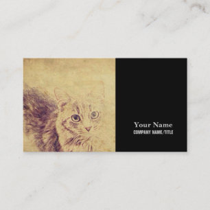 Carte De Visite Crayon amoureux des chats mignon croquis gris tabb