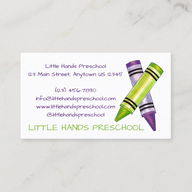 Carte De Visite Crayon Crayons Art Enseignant Arts School Préscola (Devant)