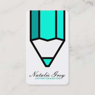 Carte De Visite Crayon moderne d'auteur de rédacteur créatif de