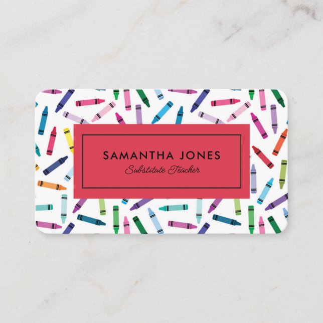 Carte De Visite Crayons éparés Substitut Enseignant Coordonnées (Devant)