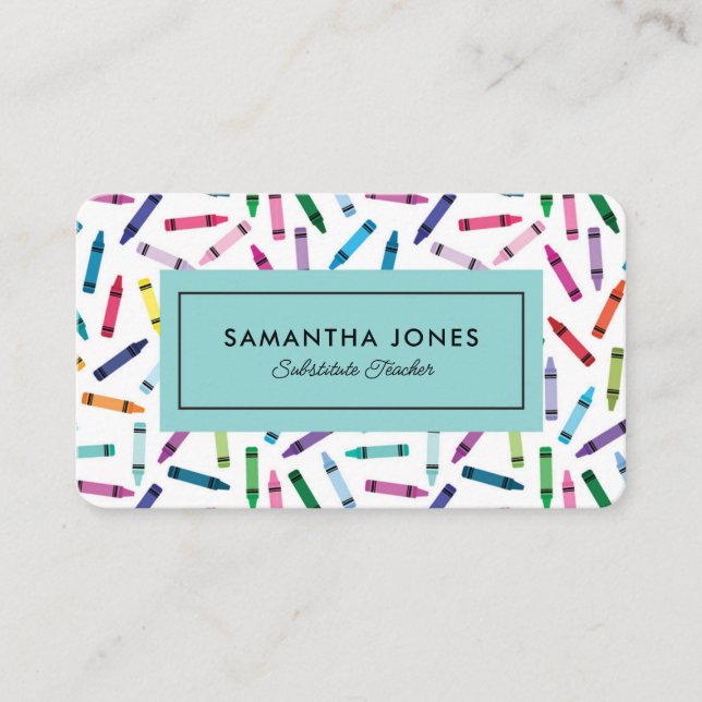 Carte De Visite Crayons Éparpillés Coordonnées du remplaçant (Devant)