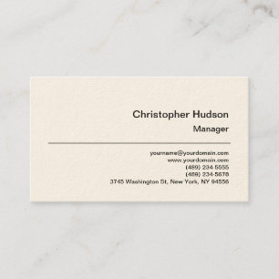 Carte de visite Cream Simple Plain Manager
