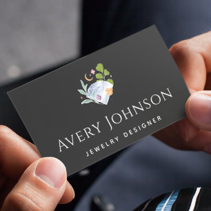 Carte De Visite Créateur de Bijoux en Cristaux de Diamant Élégants