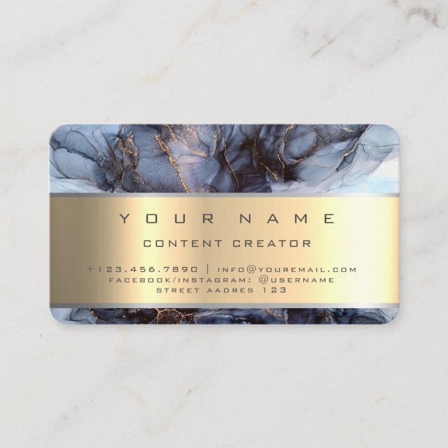 Carte De Visite Créateur de contenu Marble Social Media Manager (Devant)