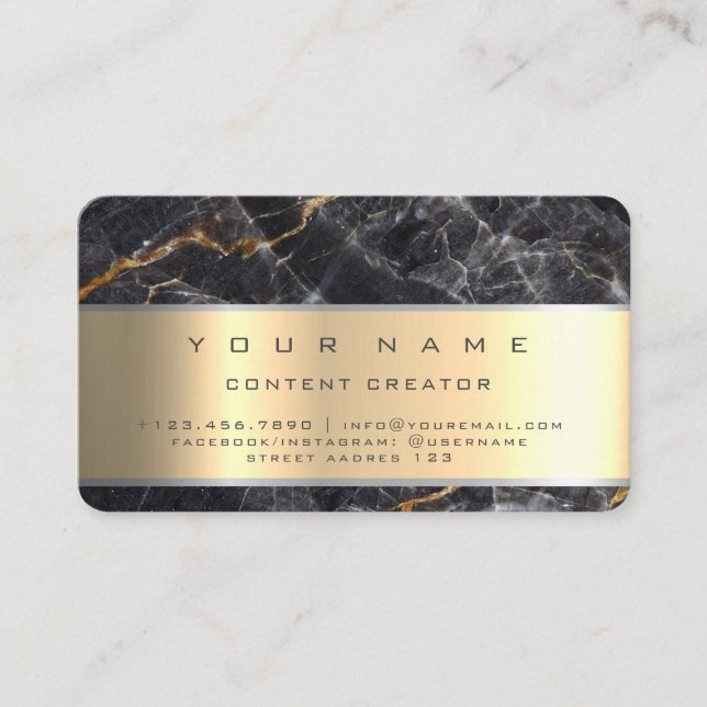 Carte De Visite Créateur de contenu Marble Social Media Manager (Devant)