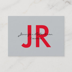 Carte De Visite Créatif Simple Gris Rouge Plat Unique