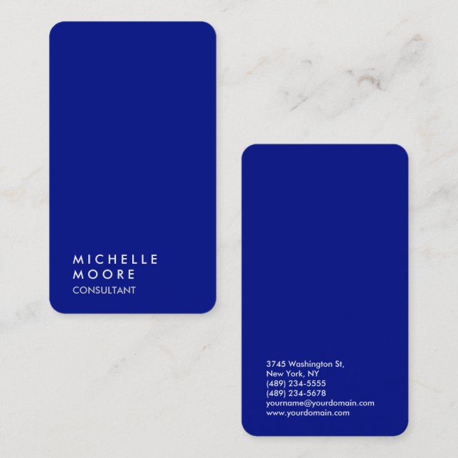 Carte De Visite Créatif Simple Plat Phthalo Bleu tendance (Devant / Derrière)