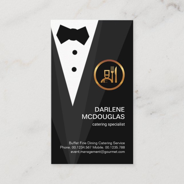 Carte De Visite Creative Black Tuxedo Gold Boutonniere (Devant)