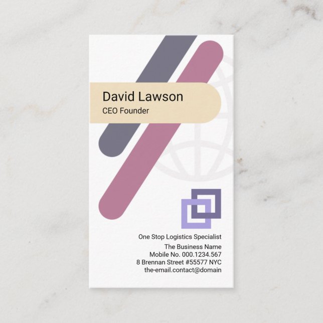 Carte De Visite Creative Crisscross Stripes Global CEO Fondateur (Devant)