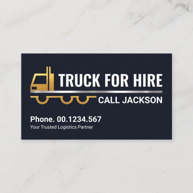 Carte De Visite Creative Gold Silver Semi Truck Moving Hauling (Devant)