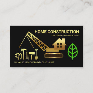 Carte De Visite Creative Home Crane Gold Handyman Outils