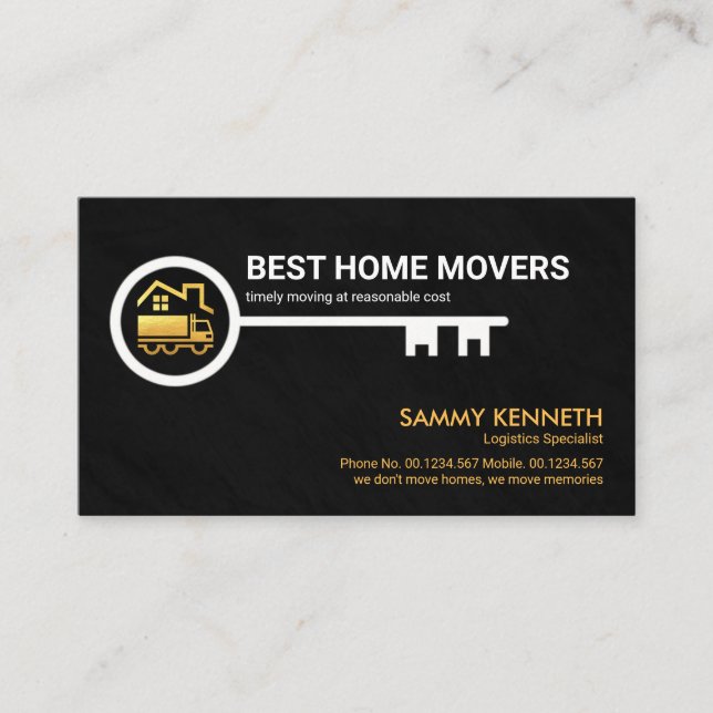 Carte De Visite Creative House Key Gold Truck Home Moving (Devant)