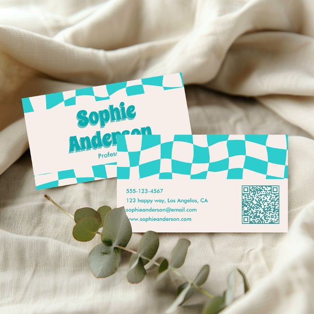 Carte De Visite Creative Minimal Professional Modern Teal Wavy (Créateur téléchargé)