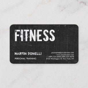 Carte De Visite Créative Retro Black Grey Dynamic Personal Trainer