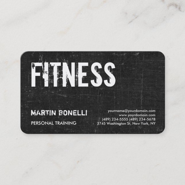Carte De Visite Créative Retro Black Grey Dynamic Personal Trainer (Devant)