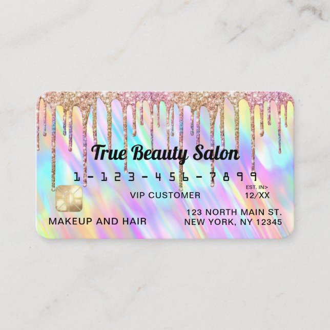 Carte De Visite Crédit Chic Unicorn Holographique Parties scintill (Devant)
