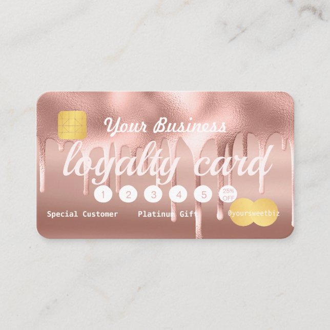 Carte De Visite Crédit de fidélité Rose Gold Paint Drialty (Devant)