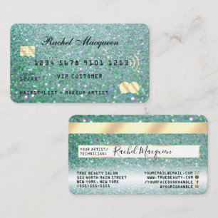 Carte De Visite Crédit de Parties scintillant d'or vert Turquoise