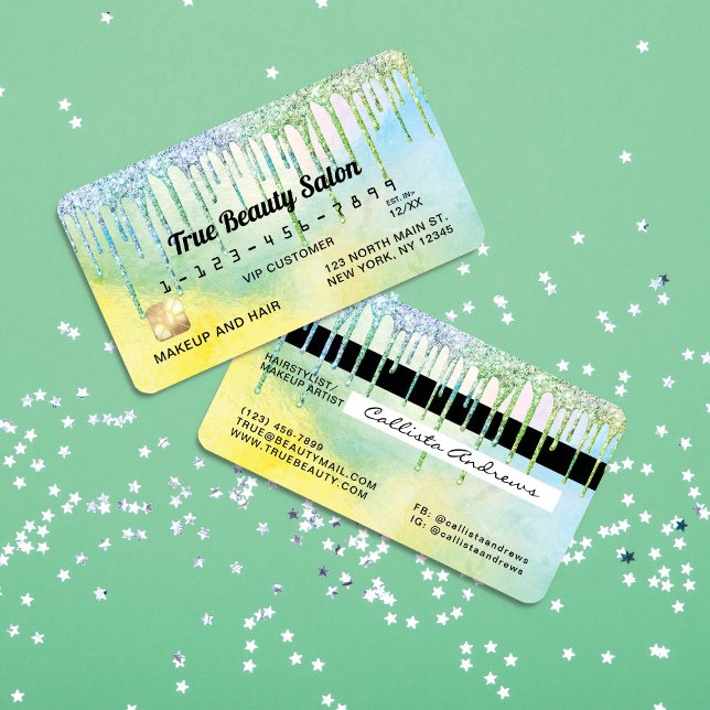 Carte De Visite Crédit Mermaid Green Parties scintillant Holograph (Créateur téléchargé)
