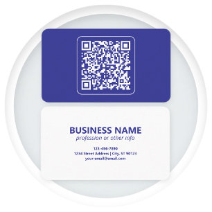 Carte De Visite Créer un code QR analysable   Bleu foncé modifiabl