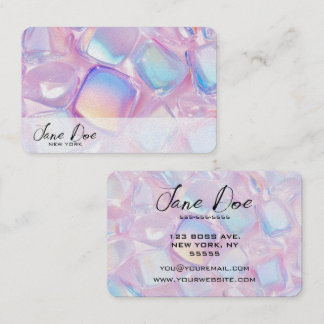 Carte De Visite Créez vos propres Pierres Carrés Iridescentes Rose