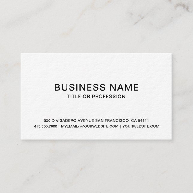 Carte De Visite Créez votre propre blanc simple professionnel (Devant)