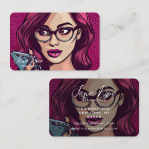 Carte De Visite Créez votre propre femme rétro dans les lunettes a