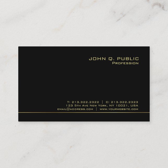Carte De Visite Créez votre propre modèle Classy Black and Gold Lu (Dos)