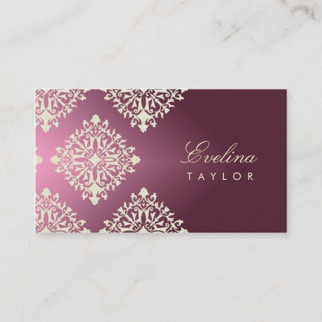 Carte De Visite crème 311-Evelina et damassé marron (Devant)