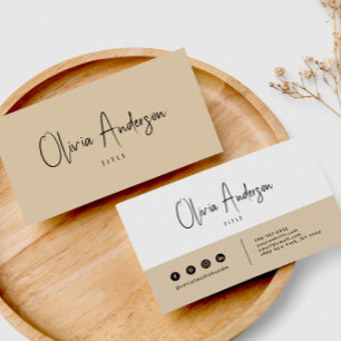 Carte De Visite Crème beige minimaliste Neutre Boho Chic Moderne