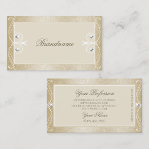 Carte De Visite Crème beige Mosaïque Bijoux étincelants Ornement