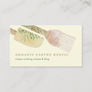 Carte De Visite Crème Beige Vanille Pâtisserie floral Outils rusti