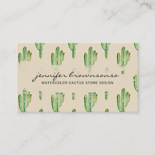 Carte De Visite Crème beige Vert Fleur mignonne Cactus