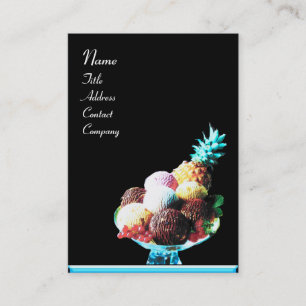 Carte De Visite CRÈME DE GLACE - MAGASIN DE DÉSERT, bleu noir