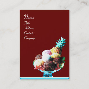 Carte De Visite CRÈME DE GLACE - MAGASIN DE DÉSERT, bleu rouge