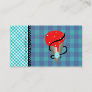 Carte De Visite Crème glacée aux fraises En vichy bleu