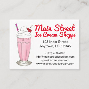 Carte De Visite Crème glacée fraise rose Shake Milkshake Custom