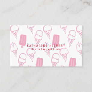 Carte De Visite Crème glacée peinte à la main Motif maman rose