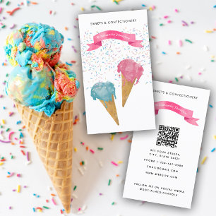 Carte De Visite Crème glacée & Saupoudrer Pâtisserie Chef boulange