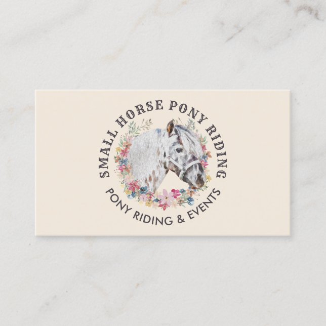 Carte De Visite Crème Ivoire Beige Pony Equestrier Cheval (Devant)