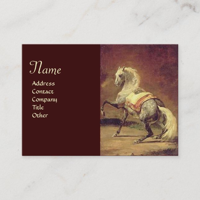 Carte De Visite Crème monographique HORSE GRAY DAPPÉ (Devant)