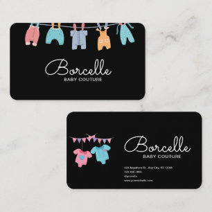 Carte De Visite Crème personnalisée et Couture Bleue Bébé