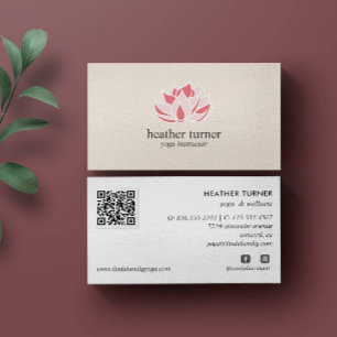 Carte De Visite Crème QR CODE bien-être massage spa yoga massage